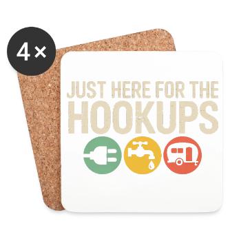 Hookups Trio: Wohnmobil-Camping-Ikonen - Untersetzer (4er-Set) - Weiß - Vorne