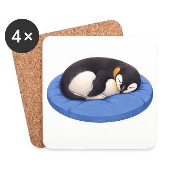 Süßer Cartoon Pinguin Schlafen Kuscheln - Untersetzer (4er-Set) - Weiß - Vorne