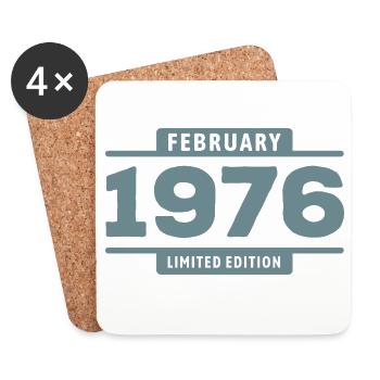 Limited Edition February 1976 Geburtstag Geschenk - Untersetzer (4er-Set) - Weiß - Vorne