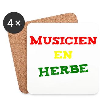 MUSICIEN EN HERBE ! (reggae, ska, dub) - Dessous de verre (lot de 4) - blanc - Devant