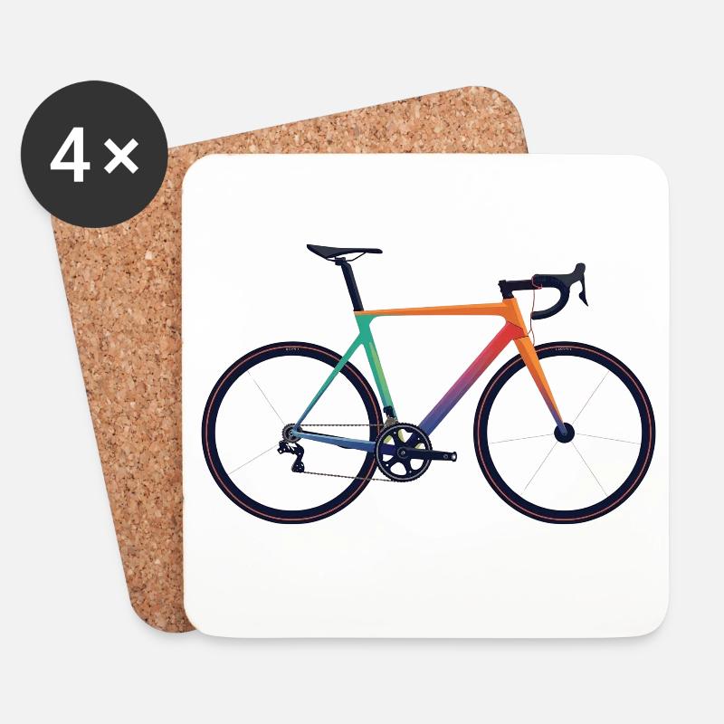 Rennrad_bunt - Untersetzer (4er-Set) - Weiß
