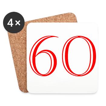60. 60 ANS. 60e ANNIVERSAIRE. ANNIVERSAIRE 60 ANS. - Dessous de verre (lot de 4) - blanc - Devant