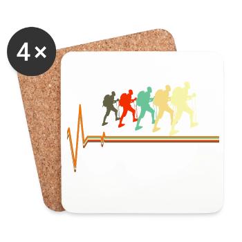 Retro-Wander-Heartbeat-Puls-Silhouette - Untersetzer (4er-Set) - Weiß - Vorne