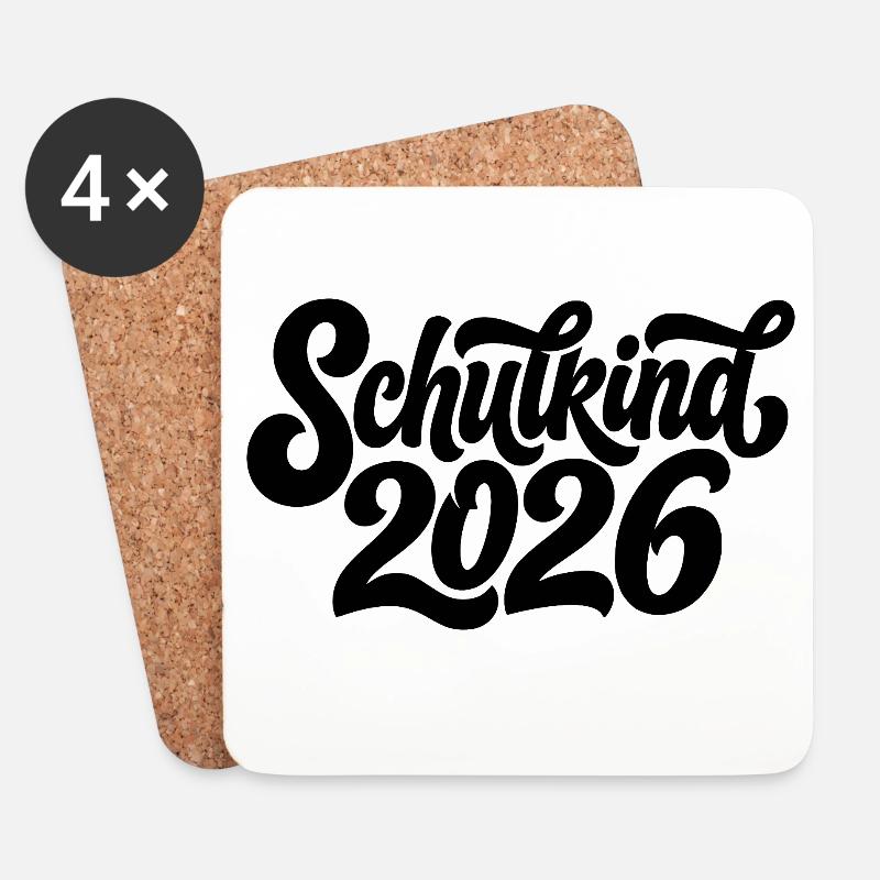 Schulkind 2026 - Untersetzer (4er-Set) - Weiß