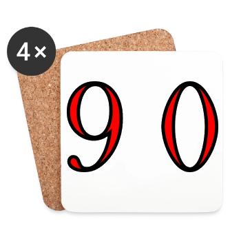90. 90 ANS. 90e ANNIVERSAIRE. ANNIVERSAIRE 90 ANS. - Dessous de verre (lot de 4) - blanc - Devant