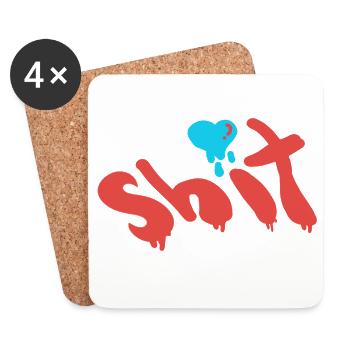 Shit Wort inspirierendes Typografie type in Rot Bl - Untersetzer (4er-Set) - Weiß - Vorne