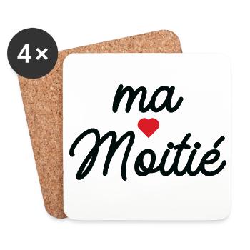 Ma Cœur Motié - Dessous de verre (lot de 4) - blanc - Devant