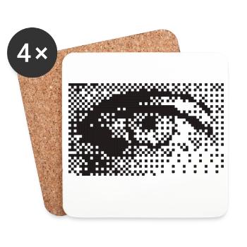 Motif des yeux de pixels de minuit - Dessous de verre (lot de 4) - blanc - Devant