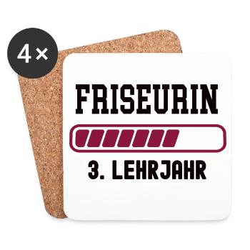 Apprentissage, coiffeur en troisième année, apprentissage de coiffeur - Dessous de verre (lot de 4) - blanc - Devant