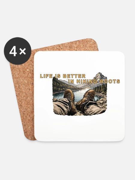 Life is better in hiking boots - Untersetzer (4er-Set) - Weiß