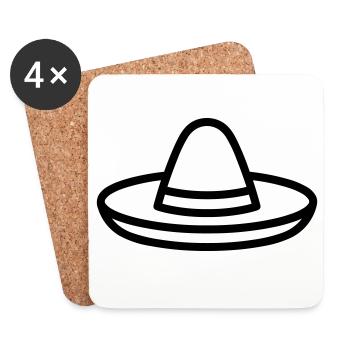 chapeau mexicain - Dessous de verre (lot de 4) - blanc - Devant