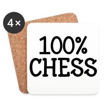 100% Échecs : Motif Stratégie Cavalier et Fou Noir - Dessous de verre (lot de 4) - blanc - Devant