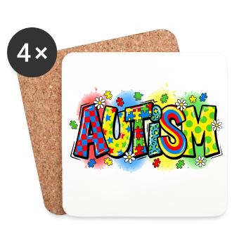 Conception d’énigmes arc-en-ciel de sensibilisation à l’autisme - Dessous de verre (lot de 4) - blanc - Devant