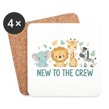 Bébés nouveau-nés animaux de safari nouveaux dans l’équipage - Dessous de verre (lot de 4) - blanc - Devant