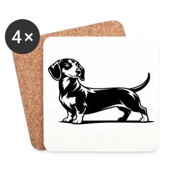 Dachshund - Coasters (set of 4) - white - Front