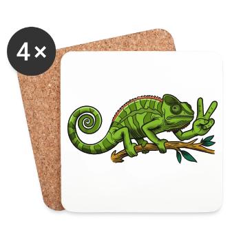 Chameleon Peace - Coasters (set of 4) - white - Front