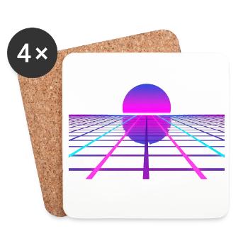 Joueur Retro Coucher de Soleil des années 80 Neon Horizon - Dessous de verre (lot de 4) - blanc - Devant