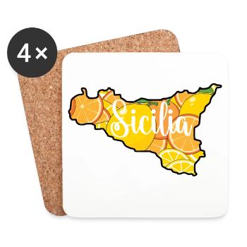 Sizilien Zitrus Motiv - Untersetzer (4er-Set) - Weiß - Vorne