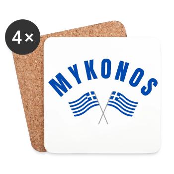 Mykonos Greek Flags - Coasters (set of 4) - white - Front