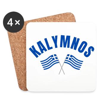 Kalymnos Greek Flags  - Coasters (set of 4) - white - Front