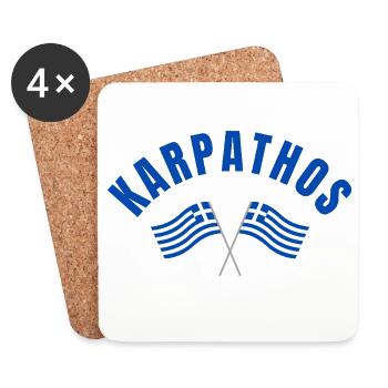 Karpathos avec drapeaux grecs croisés - Dessous de verre (lot de 4) - blanc - Devant