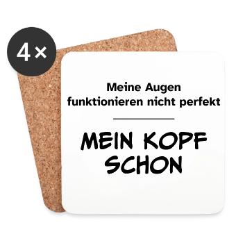 Augen funktionieren nicht perfekt. Kopf schon. - Untersetzer (4er-Set) - Weiß - Vorne