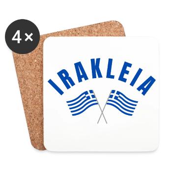 Irakleia Griechische Flaggen-Kreuzungsemblem - Untersetzer (4er-Set) - Weiß - Vorne