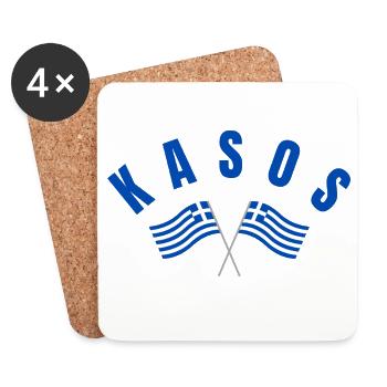 Drapeaux grecs de Kasos croisés - Dessous de verre (lot de 4) - blanc - Devant