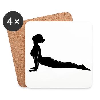 Cobra Yoga Pose Silhouette - Coasters (set of 4) - white - Front