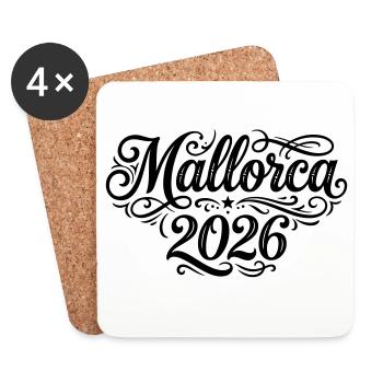 Mallorca 2026 Palm Tree - Coasters (set of 4) - white - Front