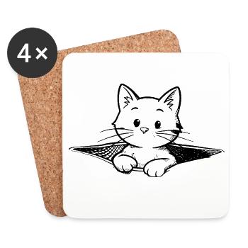 Kitten in a pouch illustration - Coasters (set of 4) - white - Front