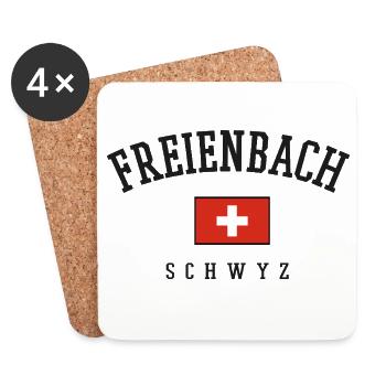 Freienbach Schwyz Schweizer Flagge - Untersetzer (4er-Set) - Weiß - Vorne