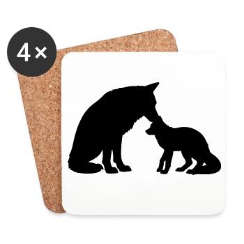 T-shirt Loup Famille - Wolf Family Bond - Coasters (set of 4) - white - Front