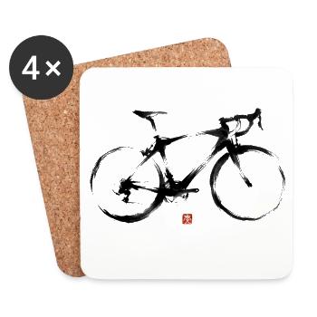 Rennrad minimalistische Tusche Illustration - Untersetzer (4er-Set) - Weiß - Vorne