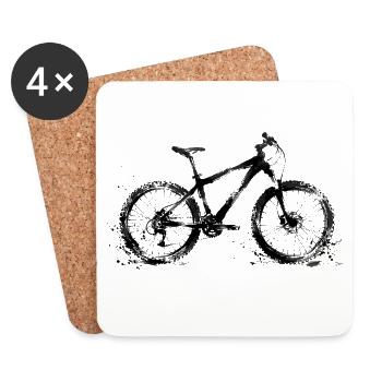 Mountainbike Illustration mit Ink Effekt - Untersetzer (4er-Set) - Weiß - Vorne