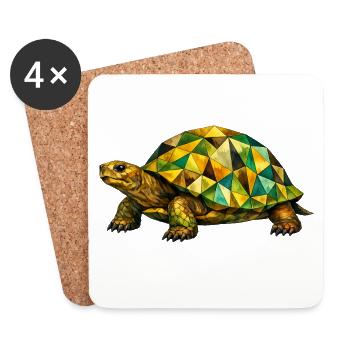 Geometrische Schildkröte - Untersetzer (4er-Set) - Weiß - Vorne