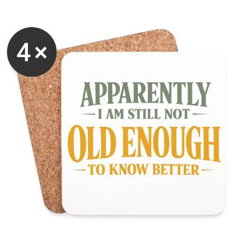 Funny Saying Old Enough Vintage Typography Desig - Coasters (set of 4) - white - Front