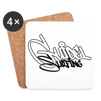 Surfen Graffiti Schwarz - Untersetzer (4er-Set) - Weiß - Vorne