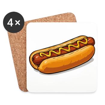 Comic de hot-dogs joyeux - Dessous de verre (lot de 4) - blanc - Devant