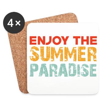 Profitez du paradis estival - Dessous de verre (lot de 4) - blanc - Devant