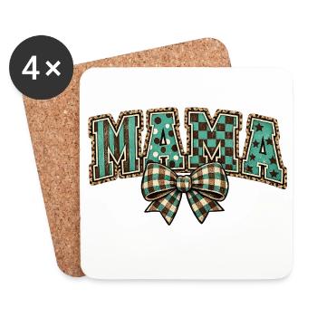 Mom Bow Turquoise Pattern Vintage Design - Coasters (set of 4) - white - Front