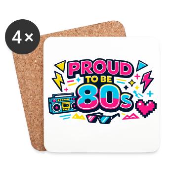 Fier d’être Neon des années 80 - Dessous de verre (lot de 4) - blanc - Devant