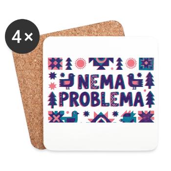 Nema Problema Shirt Lustig Balkan Jugo Geschenk - Untersetzer (4er-Set) - Weiß - Vorne