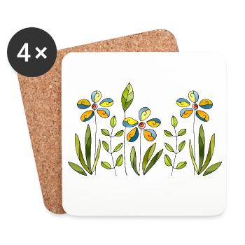 Fleur - Dessous de verre (lot de 4) - blanc - Devant