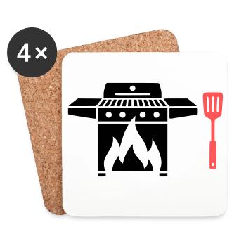 Gas Grill Grill Master BBQ Grill Party Father's Day - Coasters (set of 4) - white - Front