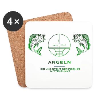 Angeln Logo Angler Shirt - Untersetzer (4er-Set) - Weiß - Vorne