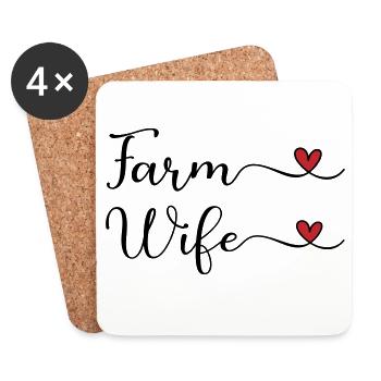 Femme de ferme - Dessous de verre (lot de 4) - blanc - Devant