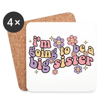 Révélation du sexe Je vais devenir une grande sœur Maman Papa - Dessous de verre (lot de 4) - blanc - Devant