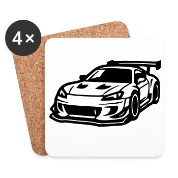 Car Sports Car Car Racing - Coasters (set of 4) - white - Front