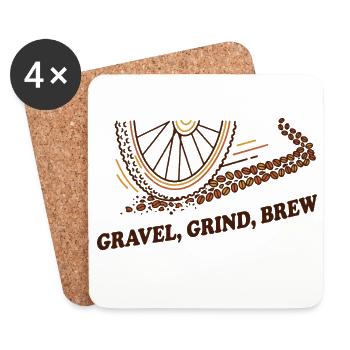 Gravel Grind Brew Retro Bike & Coffee Art - Coasters (set of 4) - white - Front
